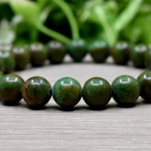 Green Unakite Bracelet 8MM A Round Bead Bracelet,  Gemstone Bracelet