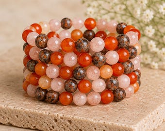SACRAL Chakra Crystal Bracelet,8mm Natural Chakra Gemstone Healing Bracelet, Unlock Passion and Creativity,Sacral Combined Bracelet Crystal