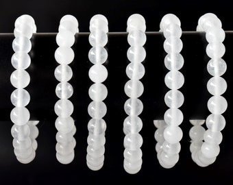 Gorgeous White Agate Bracelet Round Bead - Gemstone Jewelry 6mm,8mm,10mm Handcrafted Crystal Beaded Accessory, Perfect for Special Occasions