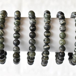 Seraphinite Bracelet Round Bead Bracelet, Gemstone Bracelet 4mm, 6mm, 8mm, 10mm Handmade Stretchy Beaded Bracelet, Necklace Beaded Stones
