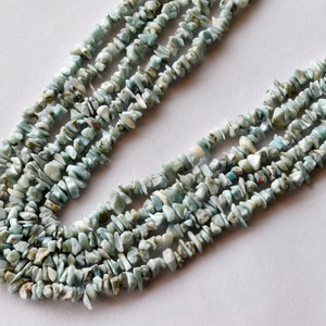 Uncut Larimar Crystal Chip Beads Raw Gemstone Uncut Beads Necklace
