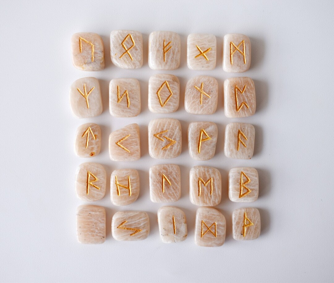 Moonstone Rune Sets Elder Futhark Rune Set Comes With Black Velvet ...