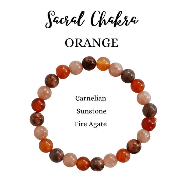 SACRAL Chakra Crystal Bracelet,8mm Natural Chakra Gemstone Healing Bracelet, Unlock Passion and Creativity,Sacral Combined Bracelet Crystal