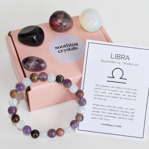 LIBRA Zodiac Crystals Set, Astrology Birthday Gift, Astrology Gift, Tumbled Stones Astrology Set, Zodiac Libra Crystal Stones, Zodiac Gift
