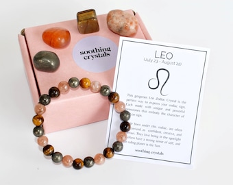 LEO Zodiac Crystals Set, Astrology Birthday Gift, Astrology Gift, Tumbled Stones Astrology Set, Zodiac Leo Crystal Stones, Zodiac Set Gift