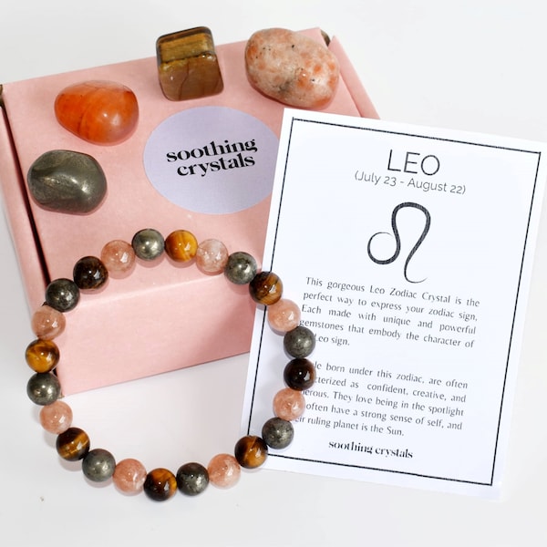 LEO Zodiac Crystals Set, Astrology Birthday Gift, Astrology Gift, Tumbled Stones Astrology Set, Zodiac Leo Crystal Stones, Zodiac Set Gift