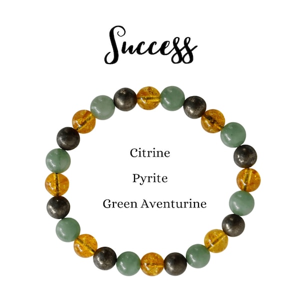 Attract SUCCESS Crystal Bracelet, Enhance Success Crystal Gemstones, Healing Success Beaded Bracelet, Attract Prosperity And Positive Energy
