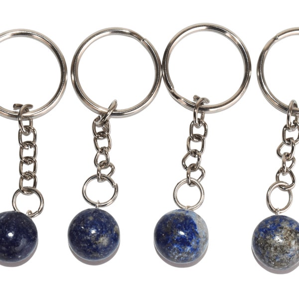 Lapis Lazuli Crystal Sphere Keychain, Key Chain, Gemstone Keychain, Stone Keychain, Crystal Gift, Natural Crystal Key chain, Sphere Key Ring