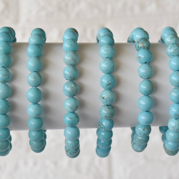 Turquoise Howlite Bracelet AAA Round Bead Bracelet, Gemstone Bracelet 4mm, 6mm, 8mm, 10mm