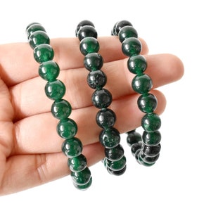 Green Jade Bracelet A Round Bead Bracelet, Gemstone Bracelet 4mm, 6mm, 8mm, 10mm image 9
