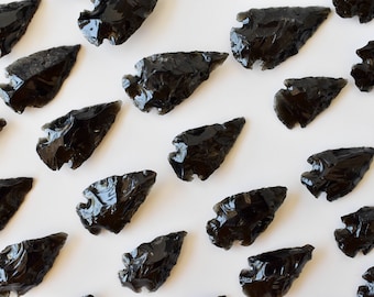 Black Obsidian Arrowhead 1.25''Points Spearhead Jewelry Making & Wire Wrapping,Beautiful Display Piece Gemstone Arrowhead,Handmade Gemstones