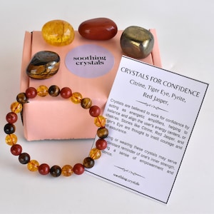 Boost CONFIDENCE Crystals Set, Gift For Confidence, Crystal For Confidence, Gift Crystal Box, Crystal Healing Gemstone, Confidence Crystals