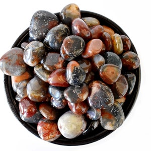 Bulk of Red Moss Agate Tumbled Stones A Grade Healing Crystals, Tumbled Stones in pack sizes of 4oz, 1/2 lb and 1 lb.