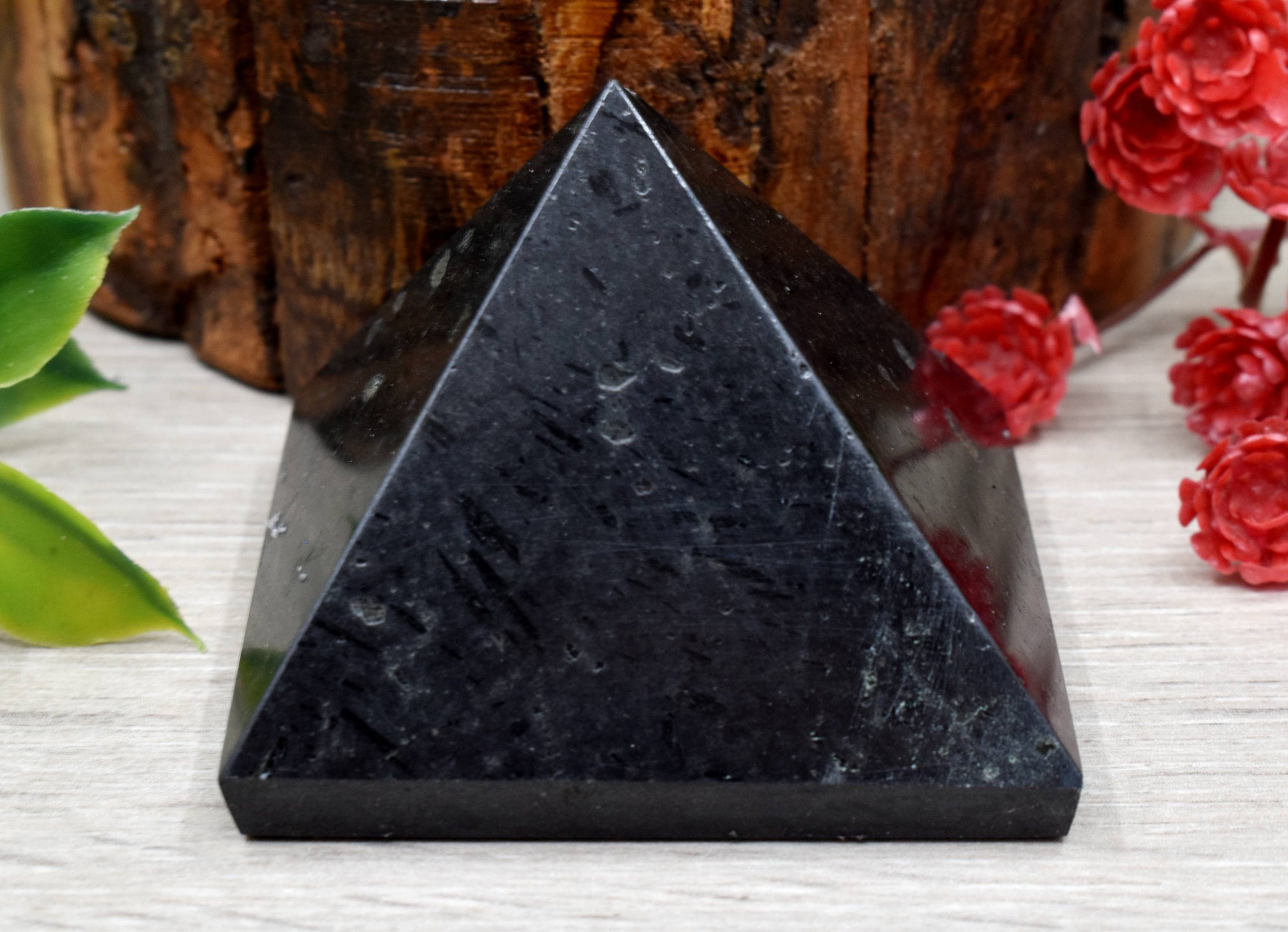 Black Tourmaline Healing Pyramid Stone Extra Large Handcrafted 2 inch 