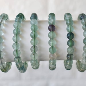 Green Fluorite Bracelet A Round Bead Bracelet,  Gemstone Bracelet 4mm, 6mm, 8mm, 10mm