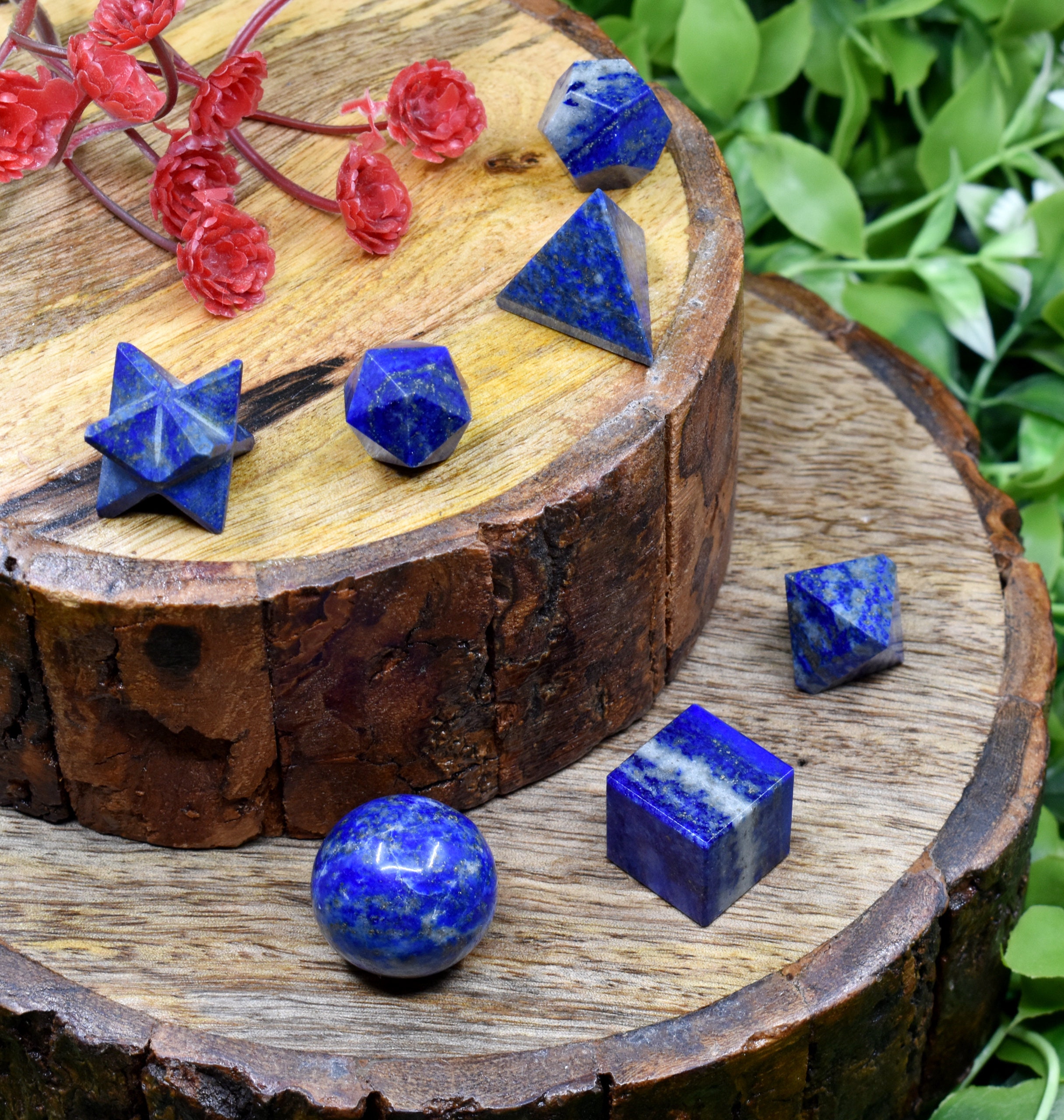 ラピスラズリ 幾何学 7個セット 木箱入り ラピスラズリ 幾何学 7個セット 木箱入り 7 Pcs Lapis Lazuli