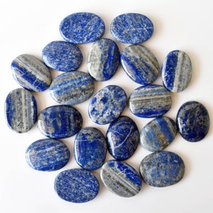 Lapis Lazuli Crystal Worry Stone, Beautifully Hand Polished Pocket Gemstones, Calming Energy, Thumb Stone For Stress Relief Pocket Size Gems