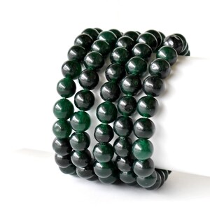 Green Jade Bracelet A Round Bead Bracelet, Gemstone Bracelet 4mm, 6mm, 8mm, 10mm image 7