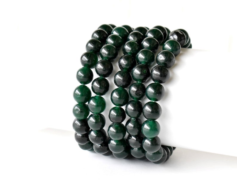 Green Jade Bracelet A Round Bead Bracelet, Gemstone Bracelet 4mm, 6mm, 8mm, 10mm image 7