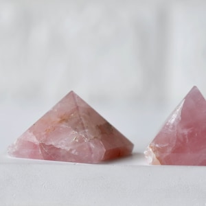 Rose Quartz Healing pyramid ~ Crystal Pyramid For Grid And Chakra balancing
