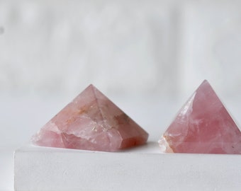 Rose Quartz Healing pyramid ~ Crystal Pyramid For Grid And Chakra balancing