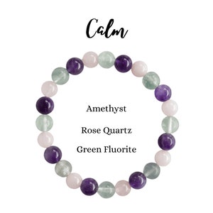 Crystal CALM Beaded Bracelet, Gemstone Crystal Bracelet for Inner Peace, Mother&#39;s Day Elegant Gifts, Achieving Serenity Spiritual Jewelry