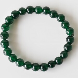 Green Jade Bracelet A Round Bead Bracelet, Gemstone Bracelet 4mm, 6mm, 8mm, 10mm image 3