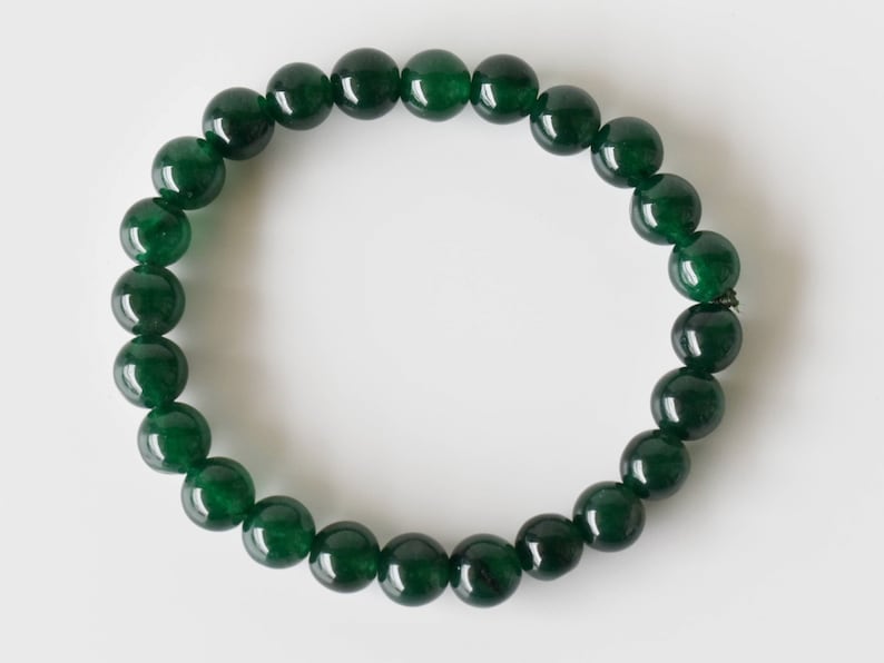 Green Jade Bracelet A Round Bead Bracelet, Gemstone Bracelet 4mm, 6mm, 8mm, 10mm image 3