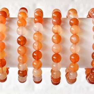 Carnelian Bracelet, A Round Bead Bracelet,  Gemstone Bracelet 6mm, 8mm, 10mm
