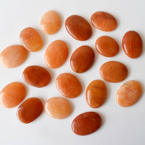 One (1) Orange Aventurine Worry Stone for crystal healing - Pocket Palm Stone - Thumb Stone