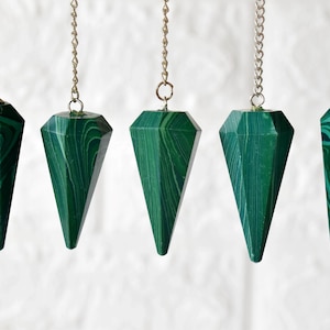 Synthetic Malachite Faceted Cone Pendulum Healing Crystal Pendulum