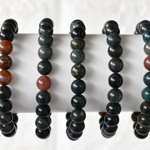 Bloodstone Bracelet A Round Beaded Bracelet , Gemstone Bracelet, Handmade Stretch Bracelet 4mm, 6mm, 8mm, 10mm