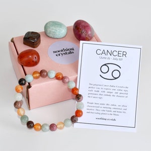 CANCER Zodiac Crystals Set, Astrology Birthday Gift, Astrology Gift, Tumbled Stones Astrology Set, Zodiac Cancer Crystal Stones, Zodiac Gift