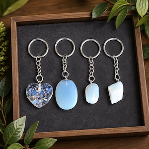 Porte-clés en cristal d'opale, Porte-clés en cristal, Porte-clés en pierres précieuses, Porte-clés en pierre naturelle, Cadeau en cristal, Porte-clé en cristal naturel, Porte-clés en cristal