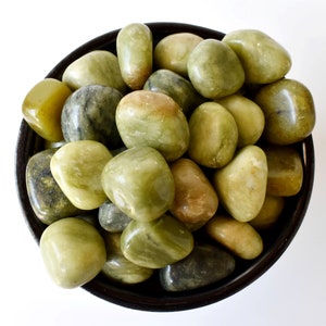 Bulk of Chrysophase Tumbled Stones A Grade Healing Crystals Tumbled Stones in pack sizes of 4oz, 1/2 lb and 1 lb.