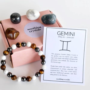 GEMINI Zodiac Crystals Set, Astrology Birthday Gift, Astrology Gift, Tumbled Stones Astrology Set, Zodiac Gemini Crystal Stones, Zodiac Gift