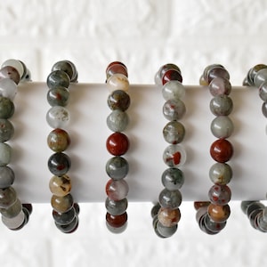 Conglomerate Bracelet A Round Bead Bracelet,  Gemstone Bracelet 4mm, 6mm, 8mm, 10mm