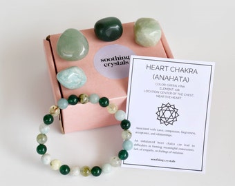 Crystal HEART Chakra's Stone, Chakra Stone Set, Heart For Gift, Tumbled Stones, Spirituality Chakra kit, Chakra Balancing Stones, Bulk Stone