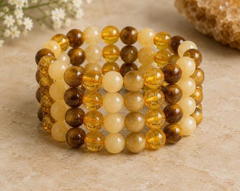 SOLAR PLEXUS Chakra Crystal Bracelet,8mm Natural Chakra Gemstone Healing Bracelet, Elevate Your Confidence, Bracelet For Solar Plexus Chakra
