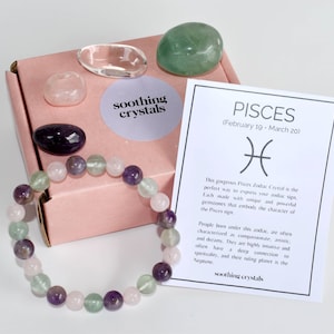PISCES Zodiac Crystals Set, Astrology Birthday Gift, Astrology Gift, Tumbled Stones Astrology Set, Zodiac Pisces Crystal Stones, Zodiac Gift