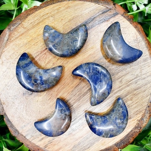 Sodalite Crystal Moons, Real 1.2 inches Hand Carved Healing Crescent Shaped Gemstones, Wholesale Bulk Lots Genuine Polished Stones