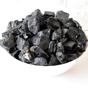 Black Obsidian Rough Natural Stones 1 inch Black Obsidian Raw Stones Pack Size Of 1,2,5, 100 grams and 200 grams