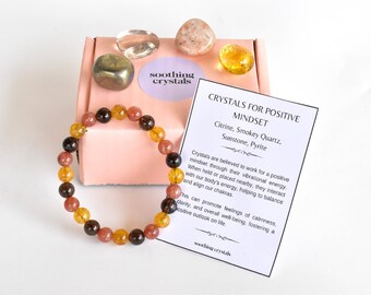 Developing POSITIVE MINDSET Crystals Set, Positive Crystal Set, Gemstone Crystal Tumble Kit, Positive Mindset Gifts, Crystal For Mindset Kit