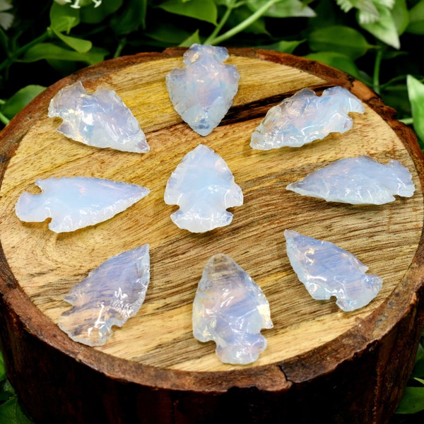 1.25'' Opal Glass Arrowhead Points Spearhead Jewelery Making And Wire Wrapping, Beautiful Display Piece Gemstone Arrowhead