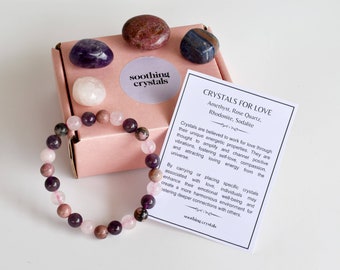 Attracting LOVE Crystals Set, Love For Gifts Set, Love Crystal Set, Attract Love Gift Box, Relationship Stones Kits Loved Gemstone Gift Set