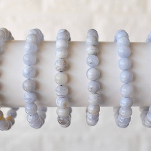 Blue Lace Agate Bracelet, A Round Bead Bracelet,  Gemstone Bracelet, 6mm, 8mm, 10mm