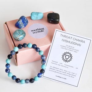 Crystal THROAT Chakra&#39;s Stones, Chakra Stone Set, Thorat For Gift, Tumbled Stones, Spirituality Chakra kit, Chakra Balancing Stones, Gems