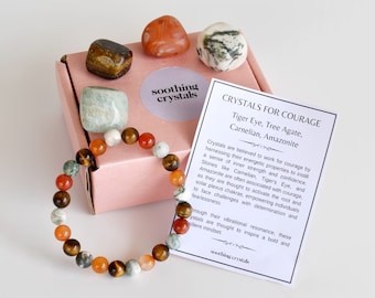 Promote COURAGE Crystals Set, Crystal For Courage, Courage Crystal Kit, Healing Crystals Courage Stones, Courage Gift, Healing Gift Box