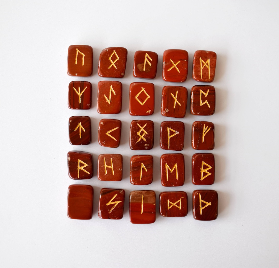 Red Jasper Rune Sets Elder Futhark Rune Set Comes With Black Velvet ...