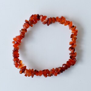 Carnelian Chip Bracelets, Loose Crystal Gemstone Chip Bracelets ~ Healing Chakra Chip Bracelet